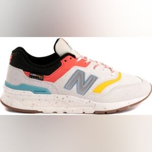 New Balance Women's Sneakers in White, Coral, Yellow, and Blue